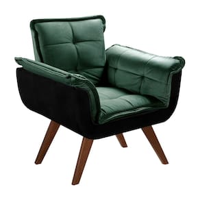Poltrona Pé Palito Decoração Sala Quarto Recepção Bella Opala Preto/ Verde