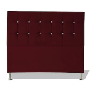 Cabeceira De Cama Box Cristal Casal 140 Cm Botão Strass Suede Vinho Eli Móveis