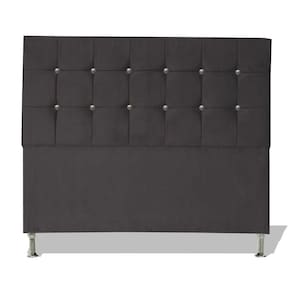 Cabeceira De Cama Box Cristal Queen 160 Cm Botão Strass Suede Grafite Eli Móveis