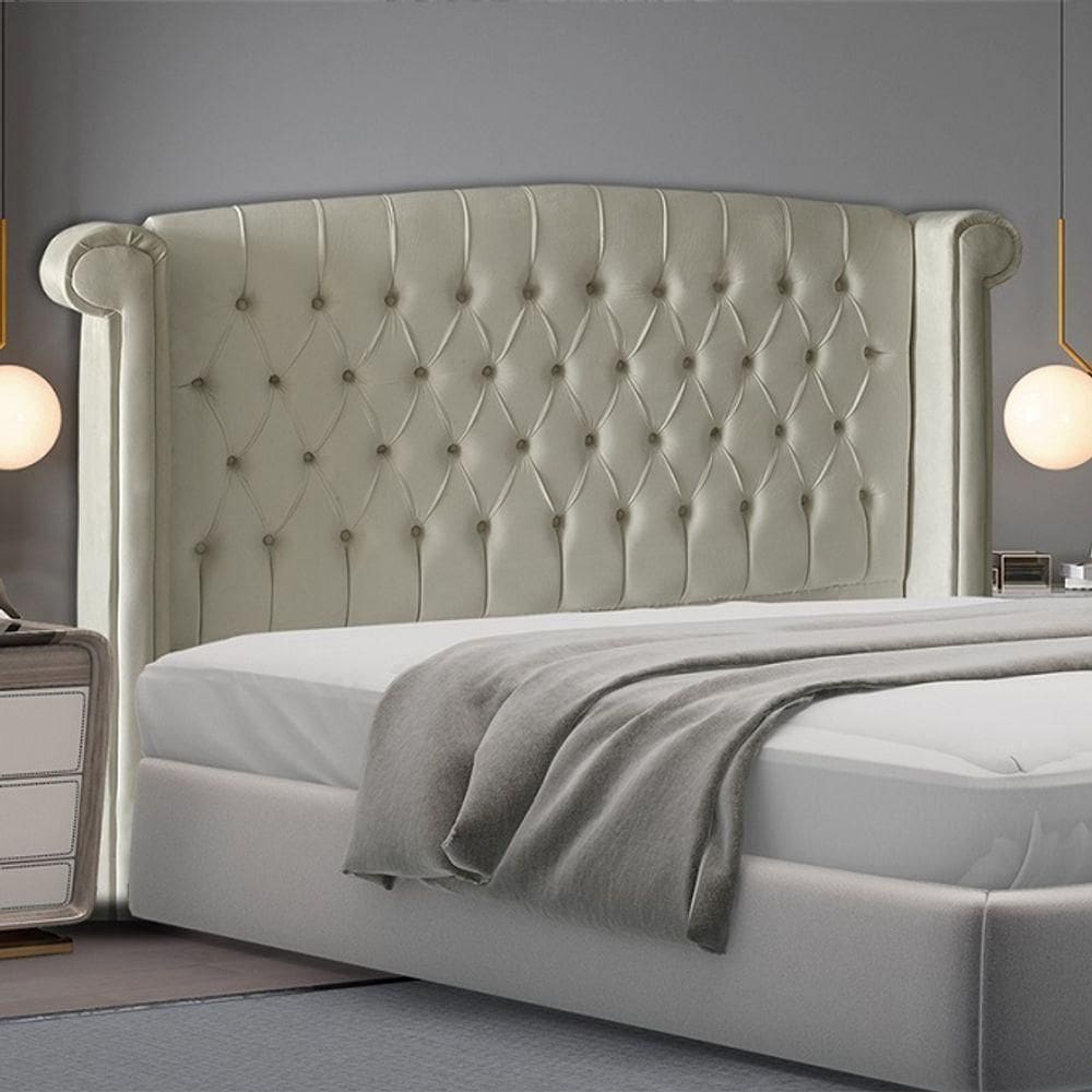 Cabeceira De Cama Box Luxo King 195 Cm Suede Porcelana Eli Móveis