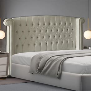 Cabeceira De Cama Box Luxo King 195 Cm Suede Porcelana Eli Móveis
