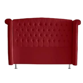 Cabeceira De Cama Box Luxo Casal 140 Cm Suede Vermelho Eli Móveis