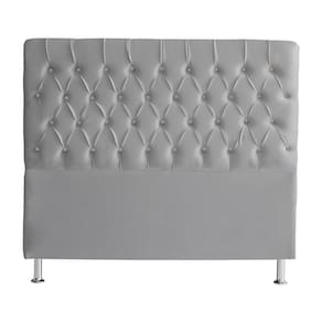 Cabeceira De Cama Box Paris Casal 140 Cm Botão Strass Suede Prata Eli Móveis