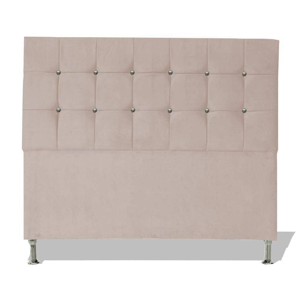 Cabeceira De Cama Box Cristal Casal 140 Cm Botão Strass Suede Porcelana Eli Móveis