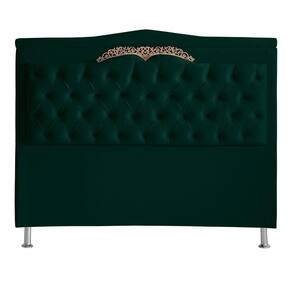 Cabeceira De Cama Box Helena King 195 Cm Capitonê Retro Botão Encapados Suede Verde Eli Móveis