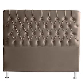 Cabeceira De Cama Box Paris Casal 140 Cm Botão Strass Suede Capuccino Eli Móveis