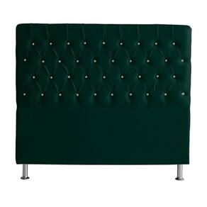 Cabeceira De Cama Box Paris Casal 140 Cm Botão Strass Suede Verde Eli Móveis