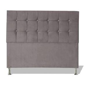Cabeceira De Cama Box Cristal Casal 140 Cm Botão Strass Suede Prata Eli Móveis