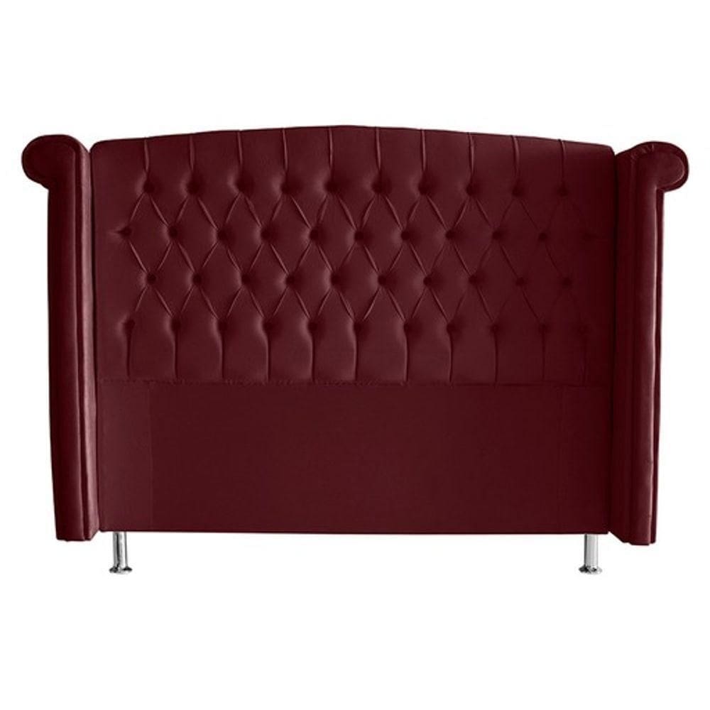 Cabeceira De Cama Box Luxo Casal 140 Cm Suede Bordo Eli Móveis