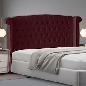 Cabeceira De Cama Box Luxo King 195 Cm Suede Bordo Eli Móveis