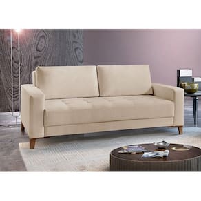 Sofá Fixo 2 Lugares Luxo 140 cm Orion Bege Claro