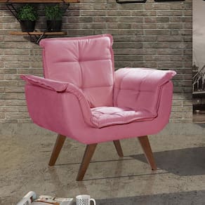 Poltrona Pé Palito Decoração Sala Quarto Recepção Bella Opala Rosa