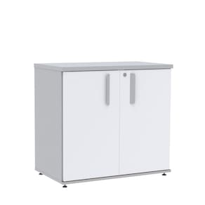 Armário Baixo 02 Portas Pivotante Abc745 Cinza/Branco