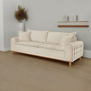 Sofá Fixo 2 Lugares Luxo 160 cm Orfeu Bege Claro