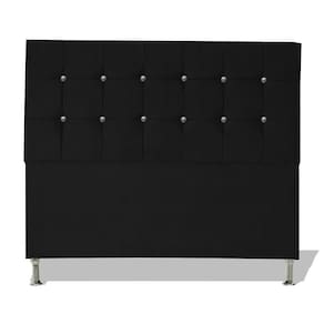Cabeceira De Cama Box Cristal Casal 140 Cm Botão Strass Suede Preto Eli Móveis