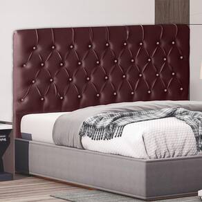 Cabeceira De Cama Box Paris King 195 Cm Botão Strass Suede Bordo Eli Móveis