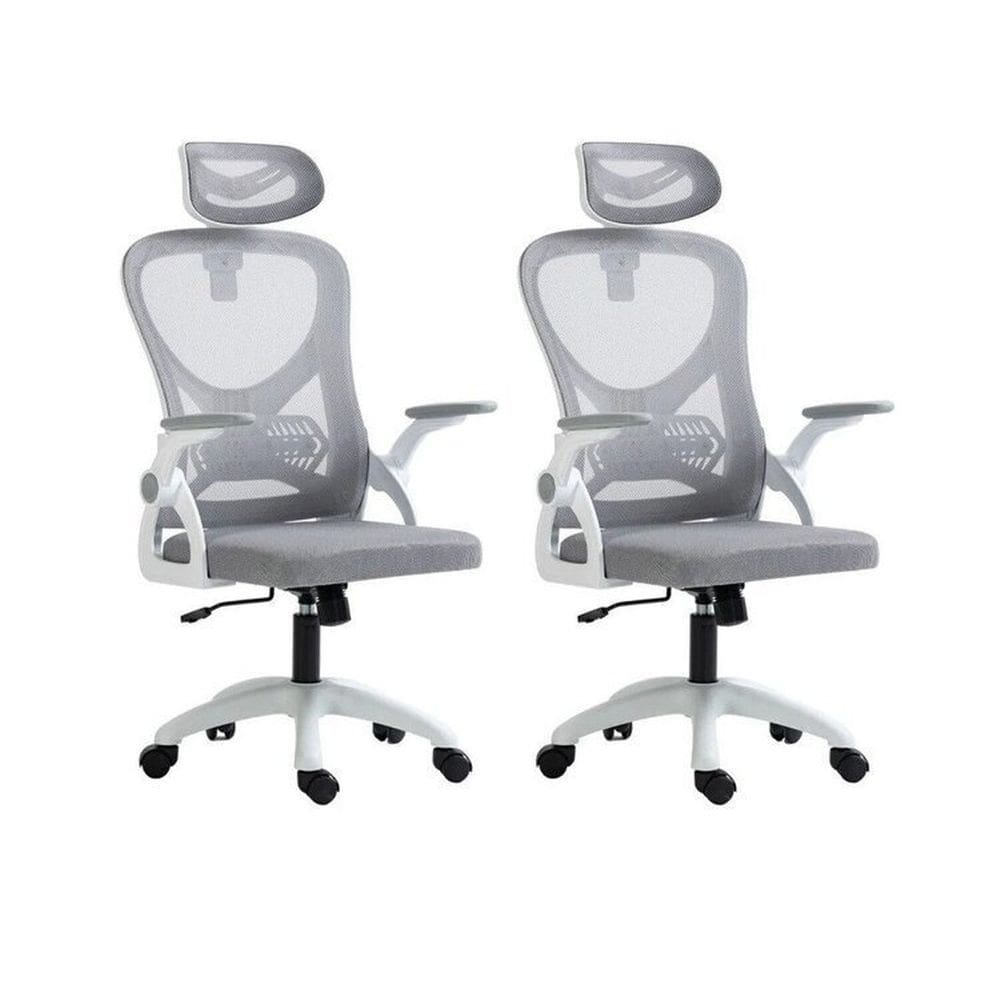 Kit 2 Cadeiras para Escritório Presidente Office Columbus com Tela Mesh Branco/Cinza