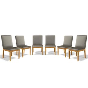 Kit Com 6 Cadeiras Daniela Madeira Maciça Estofada Para Mesa De Jantar Veludo Chumbo 109