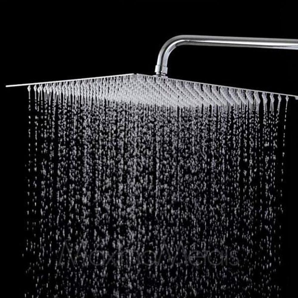Ducha Inox Quadrada 30X30 Cm Parede Cromada Braço Redondo