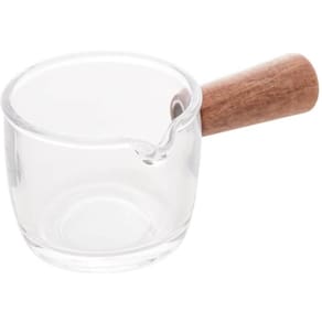 5 Molheiras Lyor de Vidro 100ml Cabo de Bambu Restaurante Cremeira Caldas Molhos