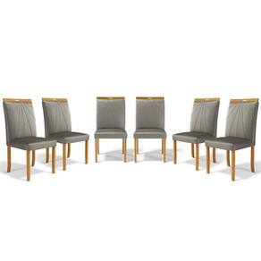 Kit Com 6 Cadeiras Maiara Madeira Maciça Estofadas Para Mesa De Jantar Veludo Chumbo 109
