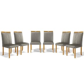 Kit Com 6 Cadeiras Ana Madeira Maciça Estofadas Para Mesa De Jantar Veludo Chumbo 109