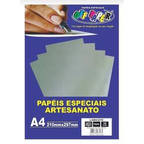 Papel Lamicote 250g 10 Folhas Off Paper - Prata