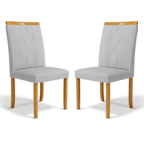 Kit Com 2 Cadeiras Ana Madeira Maciça Estofadas Para Mesa De Jantar Linho Cinza 407