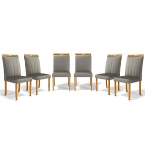 Kit Com 6 Cadeiras Aurora Madeira Maciça Estofadas Para Mesa De Jantar Veludo Chumbo 109