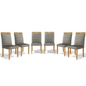 Kit Com 6 Cadeiras Sara Madeira Maciça Estofadas Para Mesa De Jantar Veludo Chumbo 109