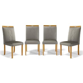 Kit Com 4 Cadeiras Ana Madeira Maciça Estofadas Para Mesa De Jantar Veludo Chumbo 109