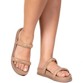 Papete Feminina Sandalia Chinelo 2 Tiras Nude Estilo Shoes