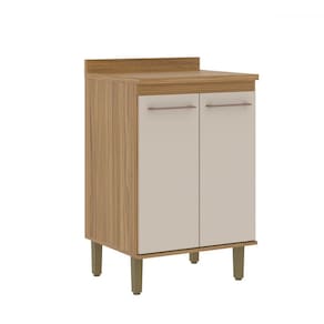 Balcão de Cozinha 60 Cm 2 Portas 1 Prateleira Ipê/Cristalo - Decibal