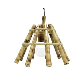 Luminária Pendente de Bambu para Pergolado Área Gourmet e Varanda Tamanho Pequeno