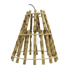 Luminária Pendente de Bambu para Pergolado Área Gourmet e Varanda Tamanho Grande
