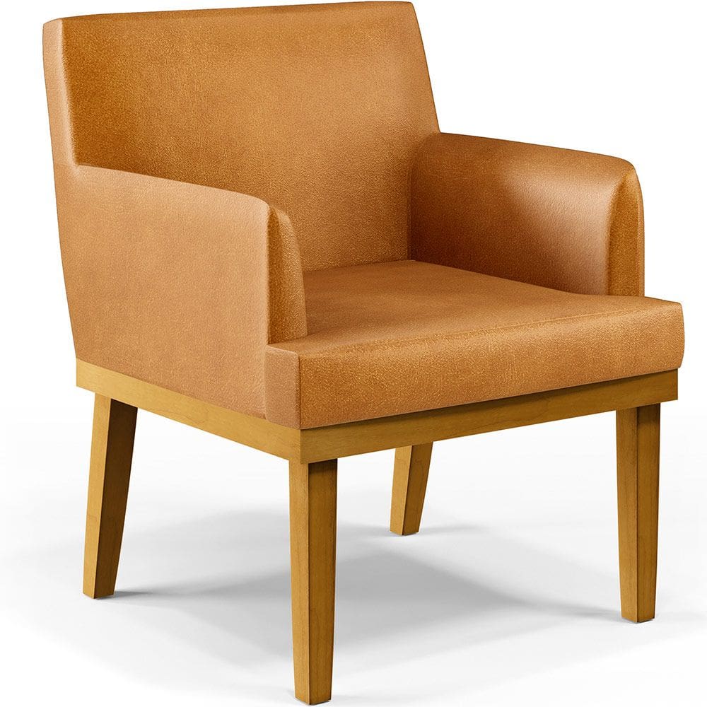 Poltrona Decorativa Para Sala De Estar Base  Beatriz W01 Couríssimo Whisky - Lyam Decor
