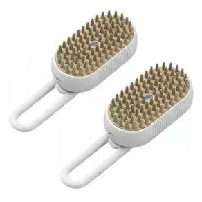 Kit 2 Escovas de Luxo 3 em 1 com Vapor Autolimpante para Animais de Estimação - Premium Gatos e Cães