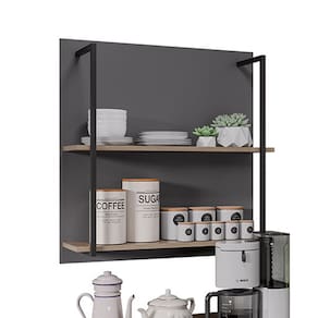 Prateleira Industrial Dupla Cozinha Suspenso Painel Eri 70,5cm Grafit/Freijó M12 - D`Rossi