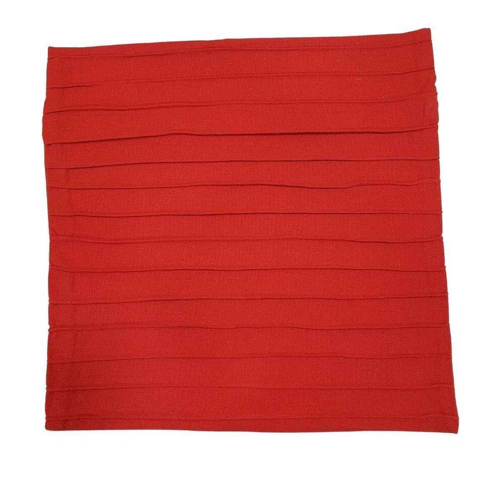 Capa De Almofada Drapeada De Algodão Vermelha 45Cmx45Cm