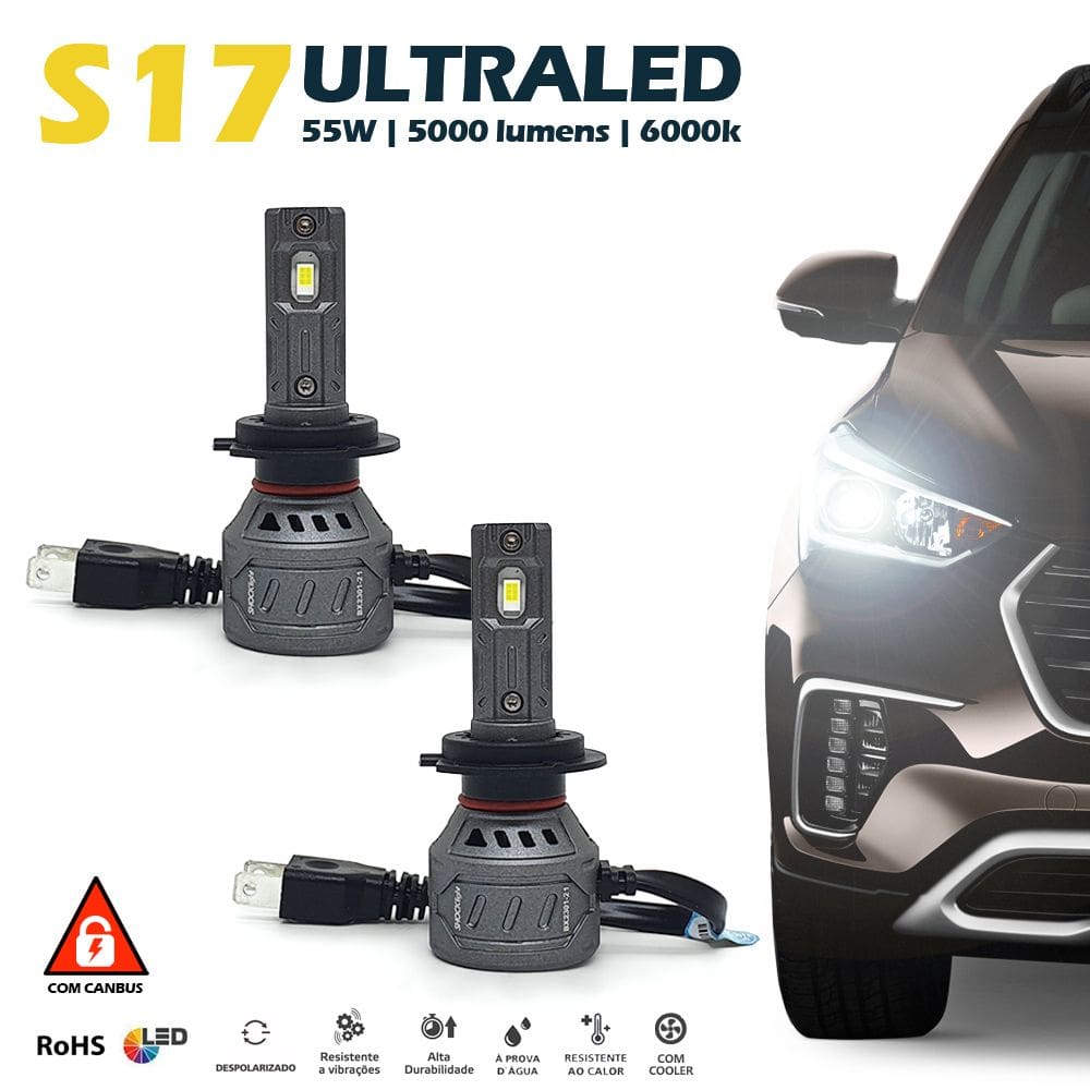Par Lâmpadas H7 Farol Baixo Hyundai Elantra Ultra Led 10000 Lumens Canbus Canceller Não Acusa 2011 2012 2013