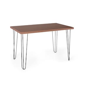 Mesa Jantar Retangular 130x80 Base De Ferro Hairpin Noronha