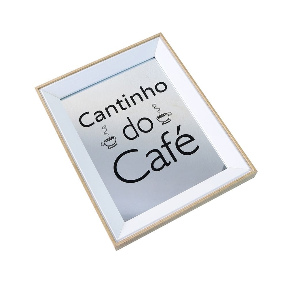 Bandeja Espelhada de Madeira Cantinho Café 24x30cm