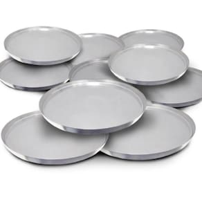 Kit Forma P/ Assar ou Servir Pizza Em Alumínio: 10 unid de 35 cm, 2 unid de 40 cm, 2 unid de 45cm