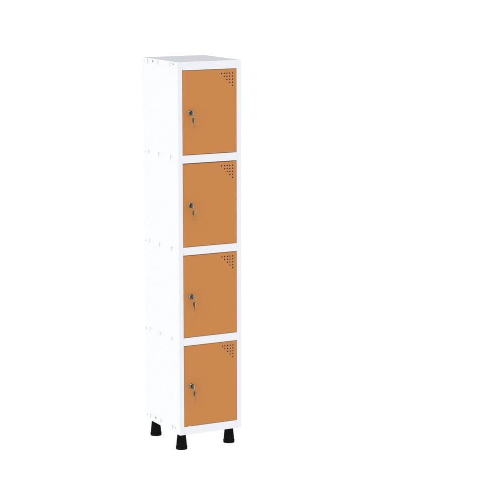Roupeiro em Aço Mt 1v 4 Portas - Fechadura Branco/Laranja Picasso