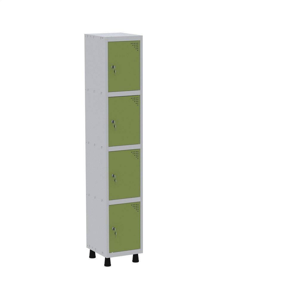 Roupeiro em Aço Mt 1v 4 Portas - Fechadura Cinza/Verde Miró
