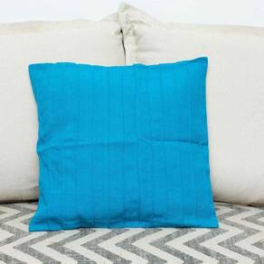 Capa De Almofada Drapeada De Algodão Azul Turquesa 45Cmx45Cm