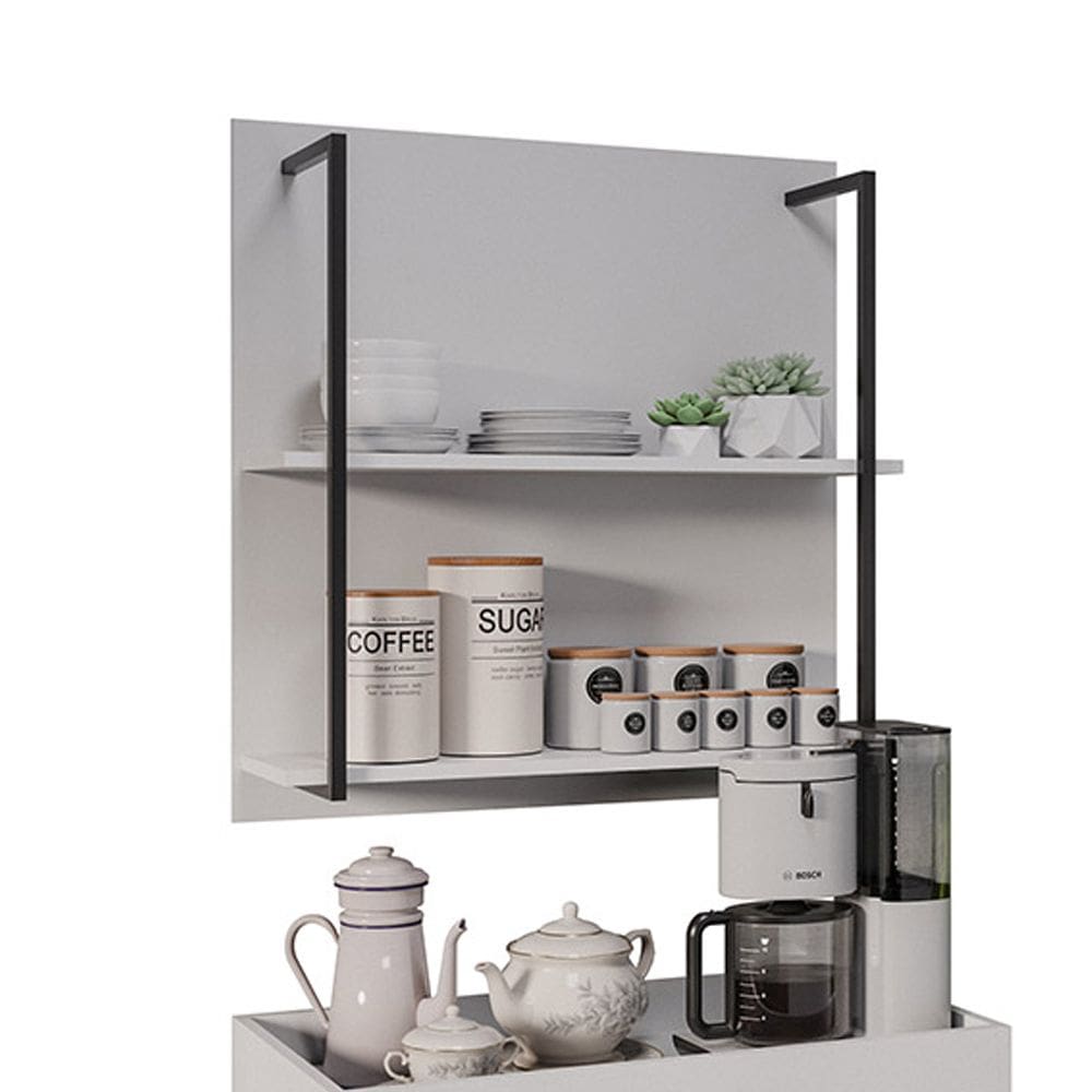 Prateleira Industrial Dupla Cozinha Suspenso Painel Parede Eri 70,5cm Branco M12 - D`Rossi
