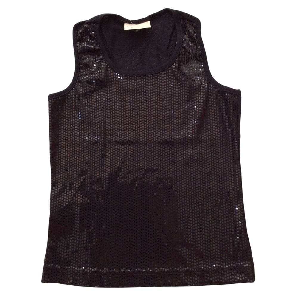 Blusa regata brilho infantil fem Vrasalon preto paetê