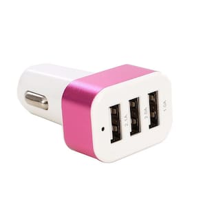 Carregador Veicular com 3 Portas USB - Rosa - Tudo em Caixa