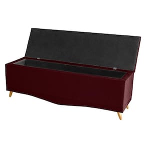 Kit De Cabeceira De Cama Box E Calçadeira Baú Helena Queen 160 Cm Retro Capitonê Suede Bordo Eli Móveis